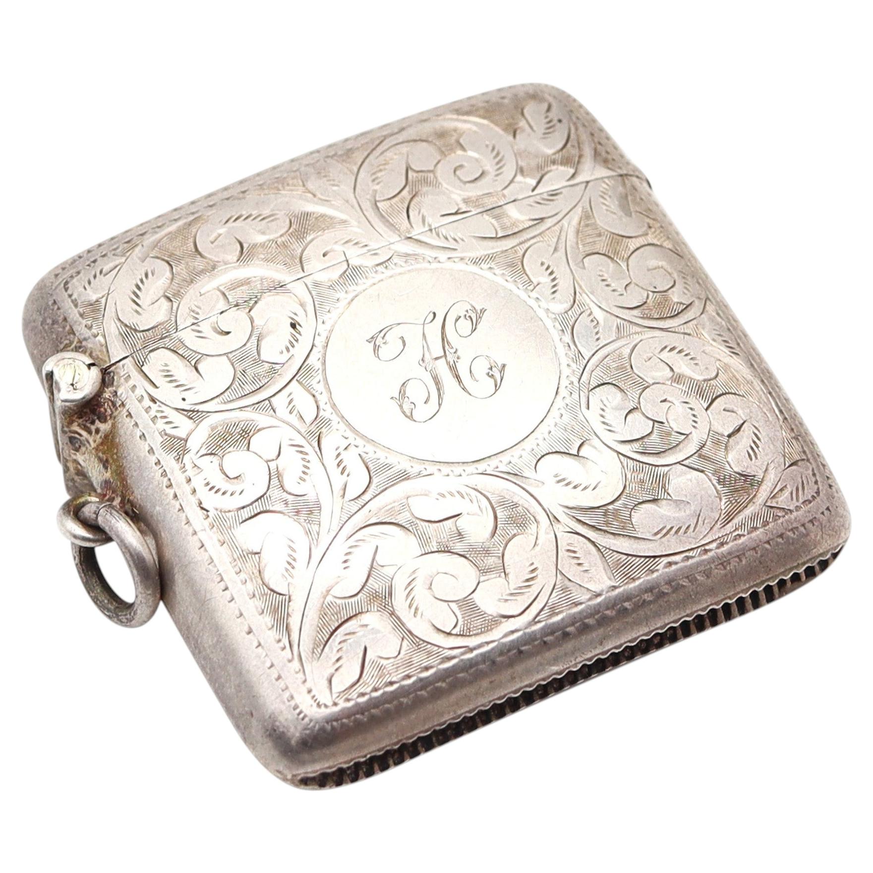 JAMES DEAKIN & SONS 1911 Chester Curved Vesta Matches Box In .925 Sterling For Sale