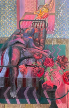 Reclining Man with Peonies