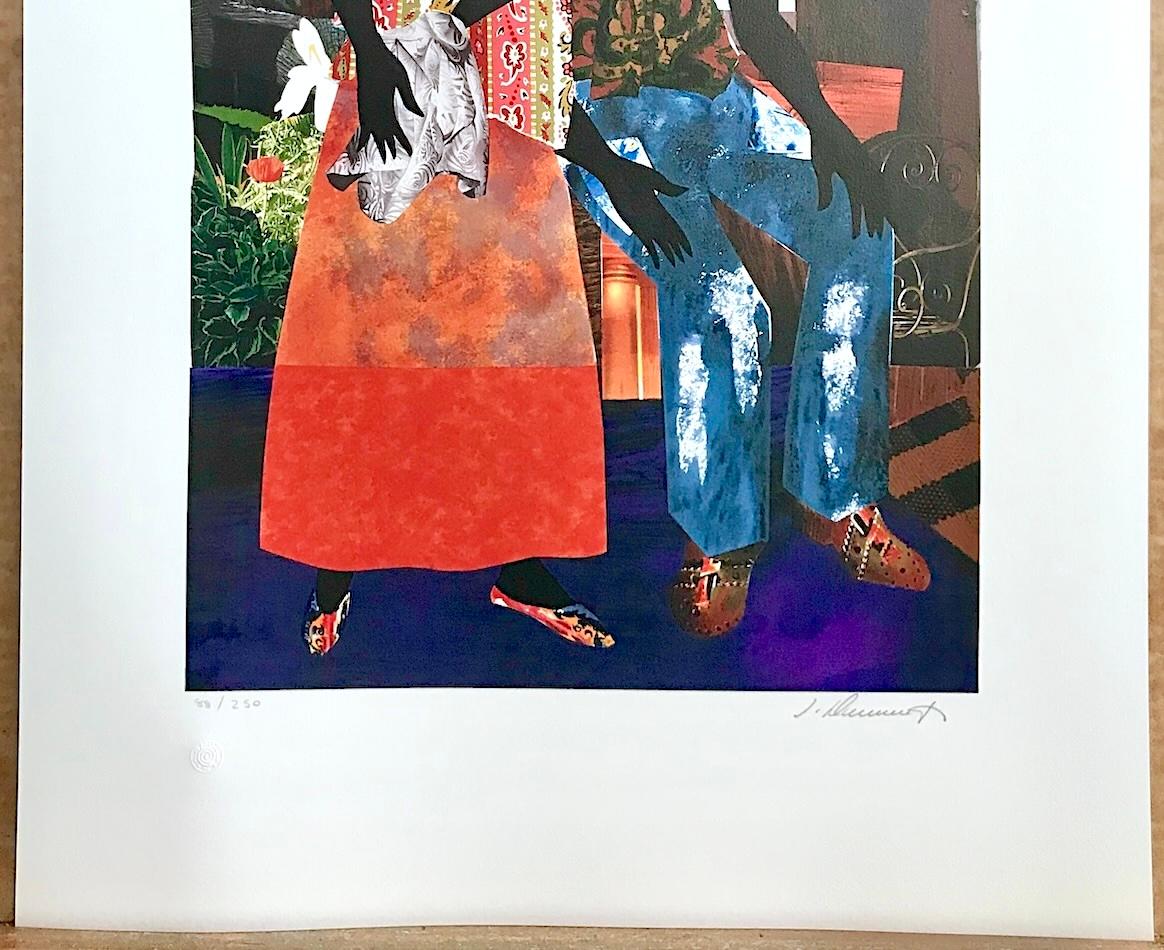 BACKYARD Litografía firmada, Pareja negra, Herencia afroamericana, Colchas en venta 2