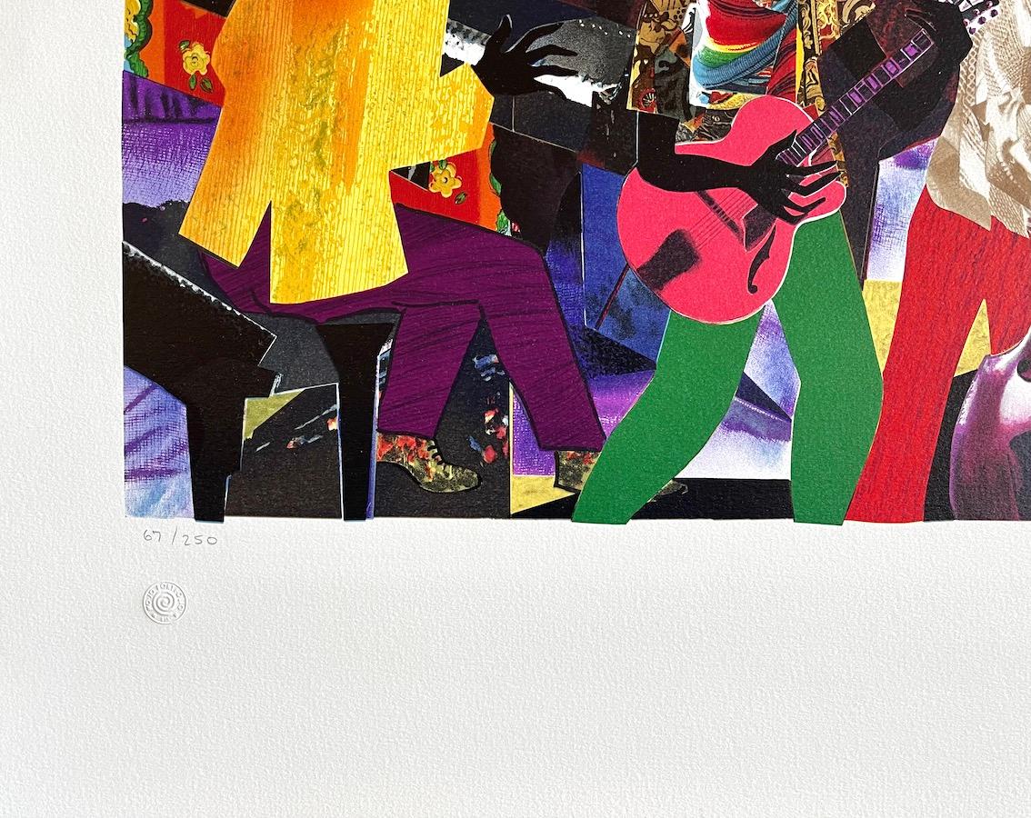 JUMPIN & JIVIN' es una litografía original dibujada a mano, de edición limitada (no es una reproducción fotográfica ni una impresión digital), del artista estadounidense James Denmark, impresa en papel Somerset de archivo, 100% libre de ácido,
