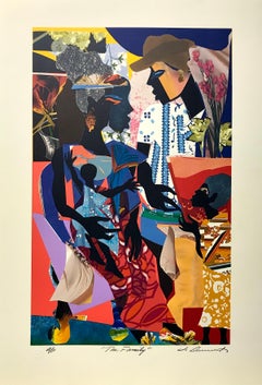 THE FAMILY Signed Lithograph, Black Family Portrait, Collage, African American