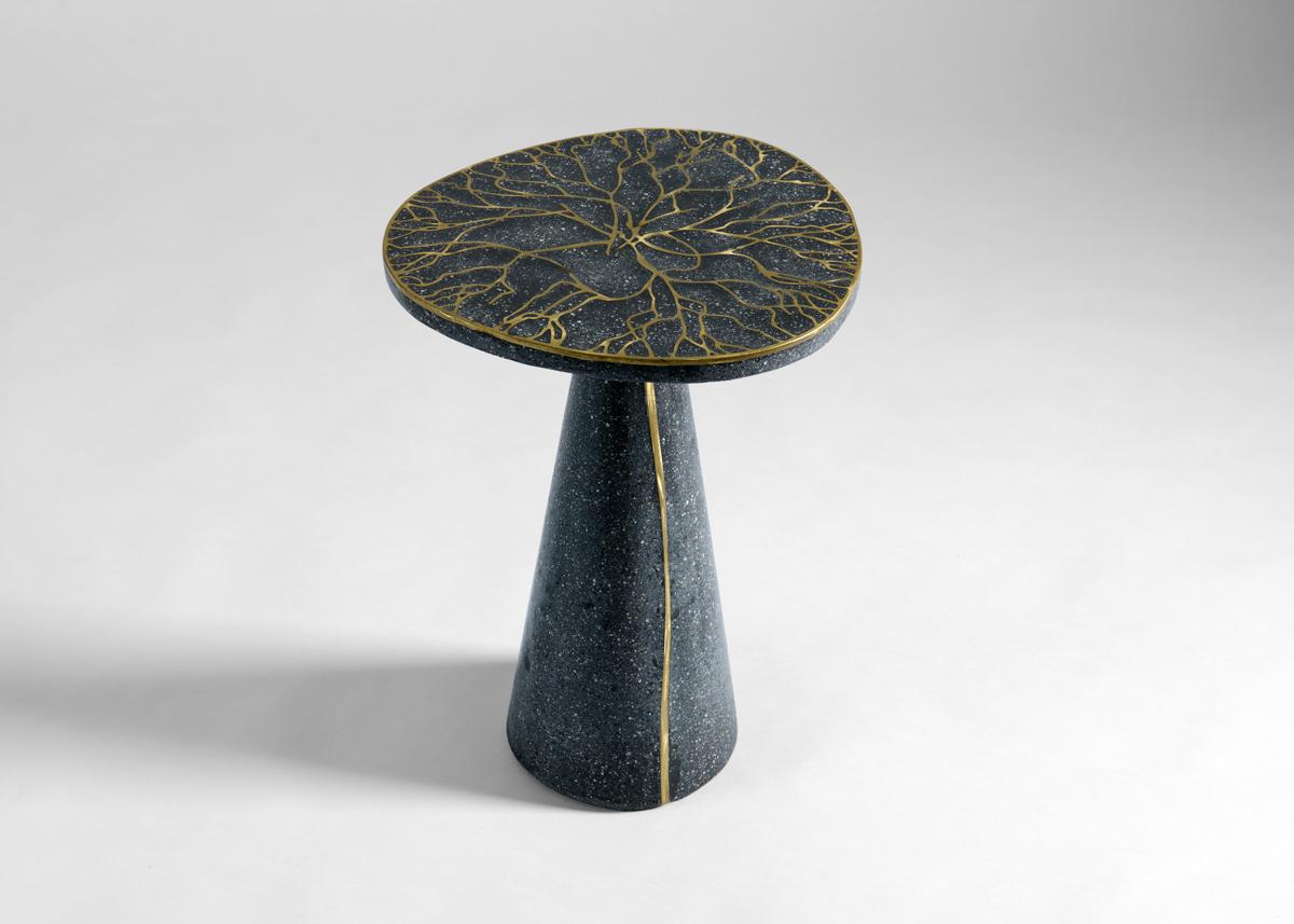 James DeWulf, Exo, Concrete and Bronze Side Table, United States, 2021 In Excellent Condition For Sale In New York, NY
