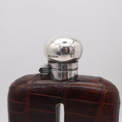 JAMES DIXON & SONS 1891 Sheffield Large Liquor Flask In .925 Sterling & Leather