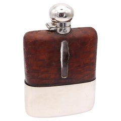 James Dixon & Sons 1900 Sheffield 3/8 Pint Liquor Flask in Silver and Crocodile