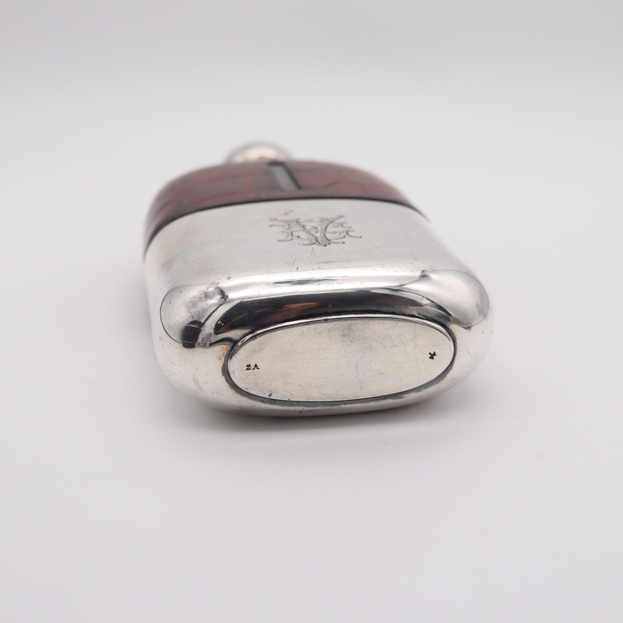 JAMES DIXON & SONS 1904 Sheffield Großer likörfarbener Flask in .925 Sterling & (Silber) im Angebot