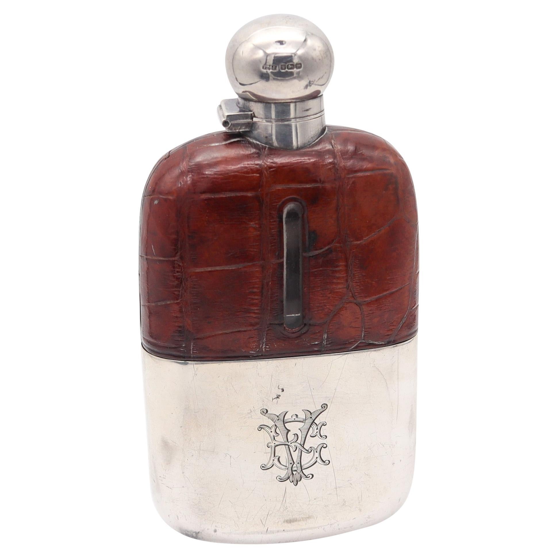 JAMES DIXON & SONS 1904 Sheffield Large Liquor Flask In .925 Sterling &