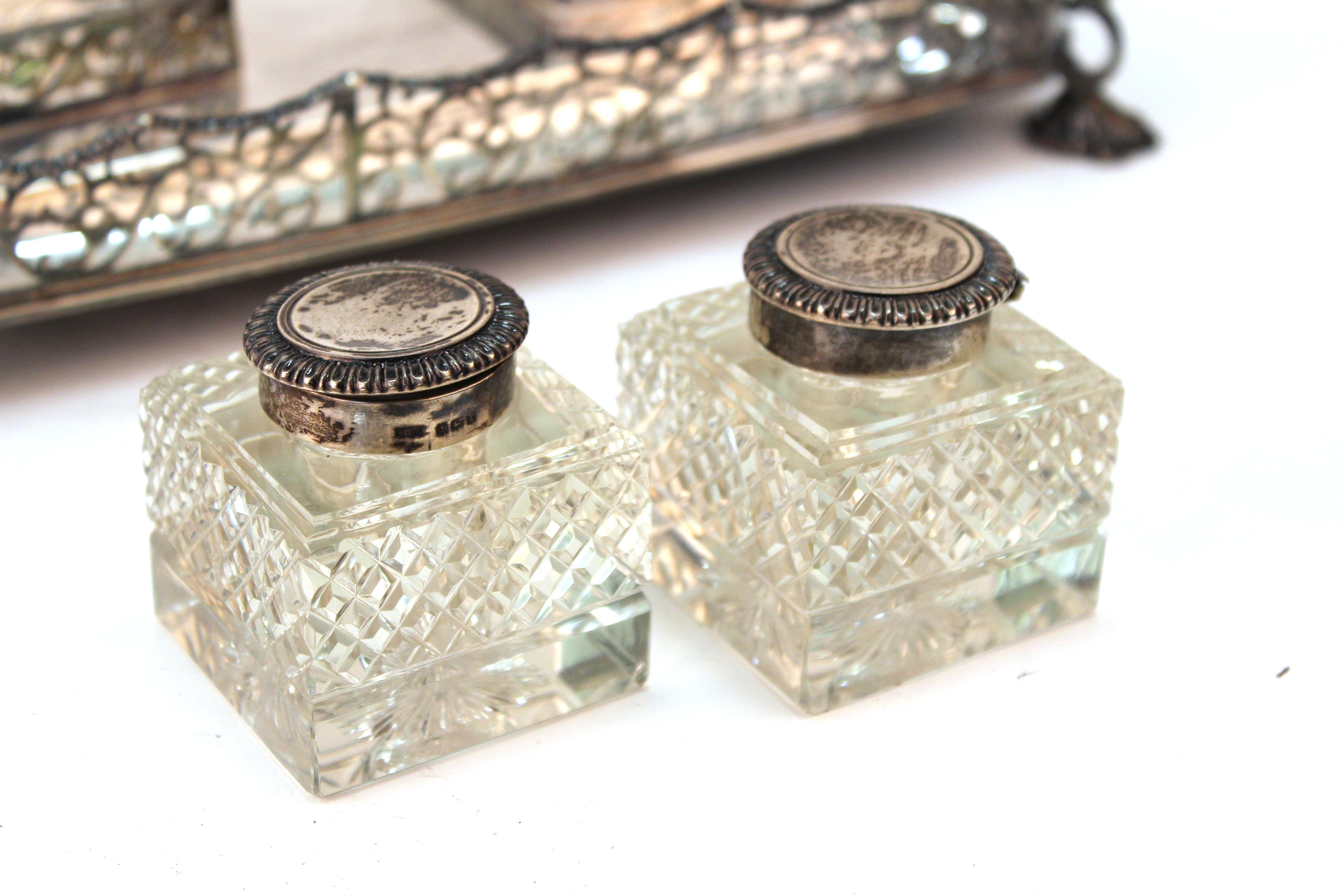 James Dixon & Sons English Sterling Silver Ink Wells on Tray 5