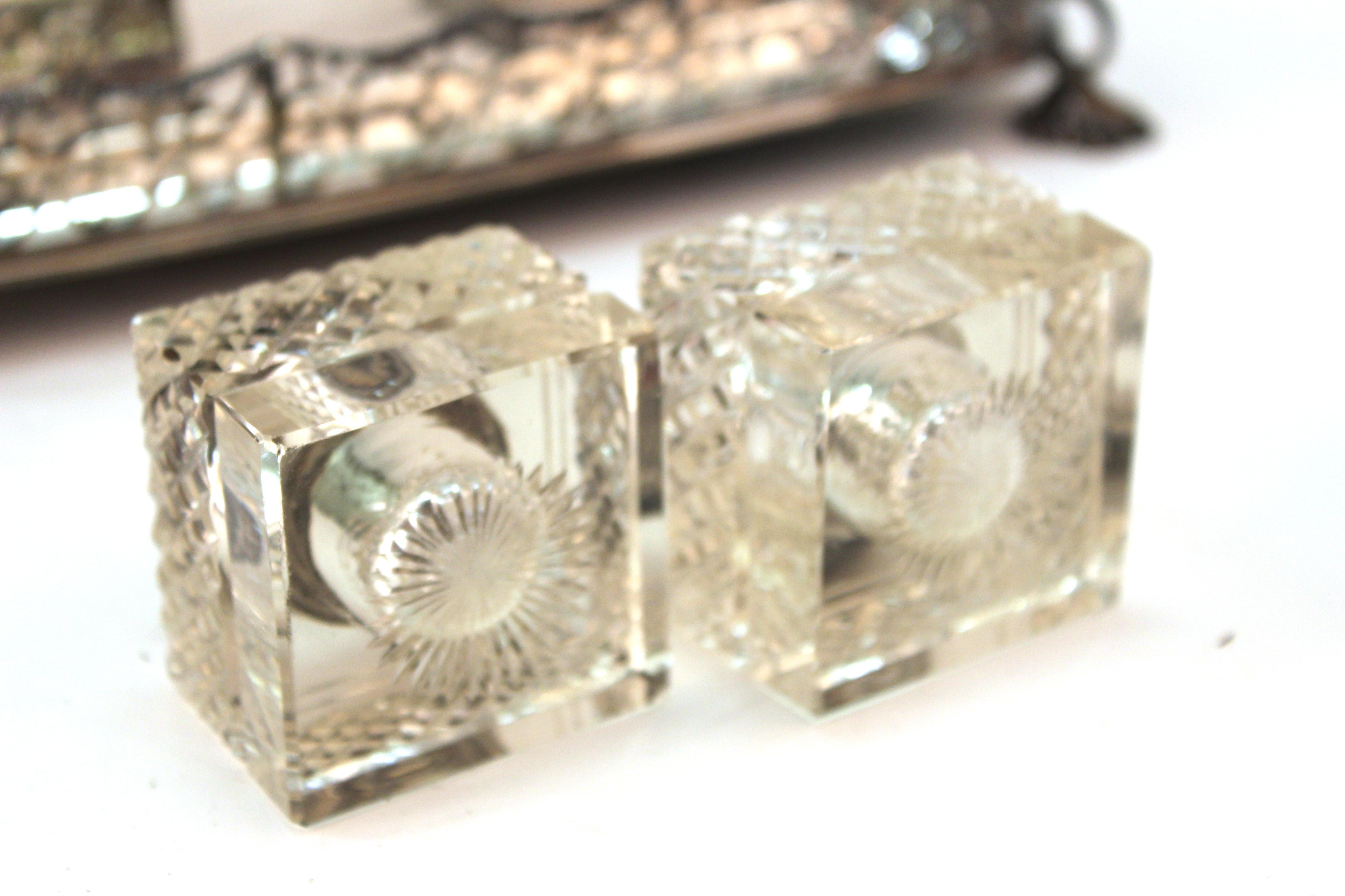 James Dixon & Sons English Sterling Silver Ink Wells on Tray 6