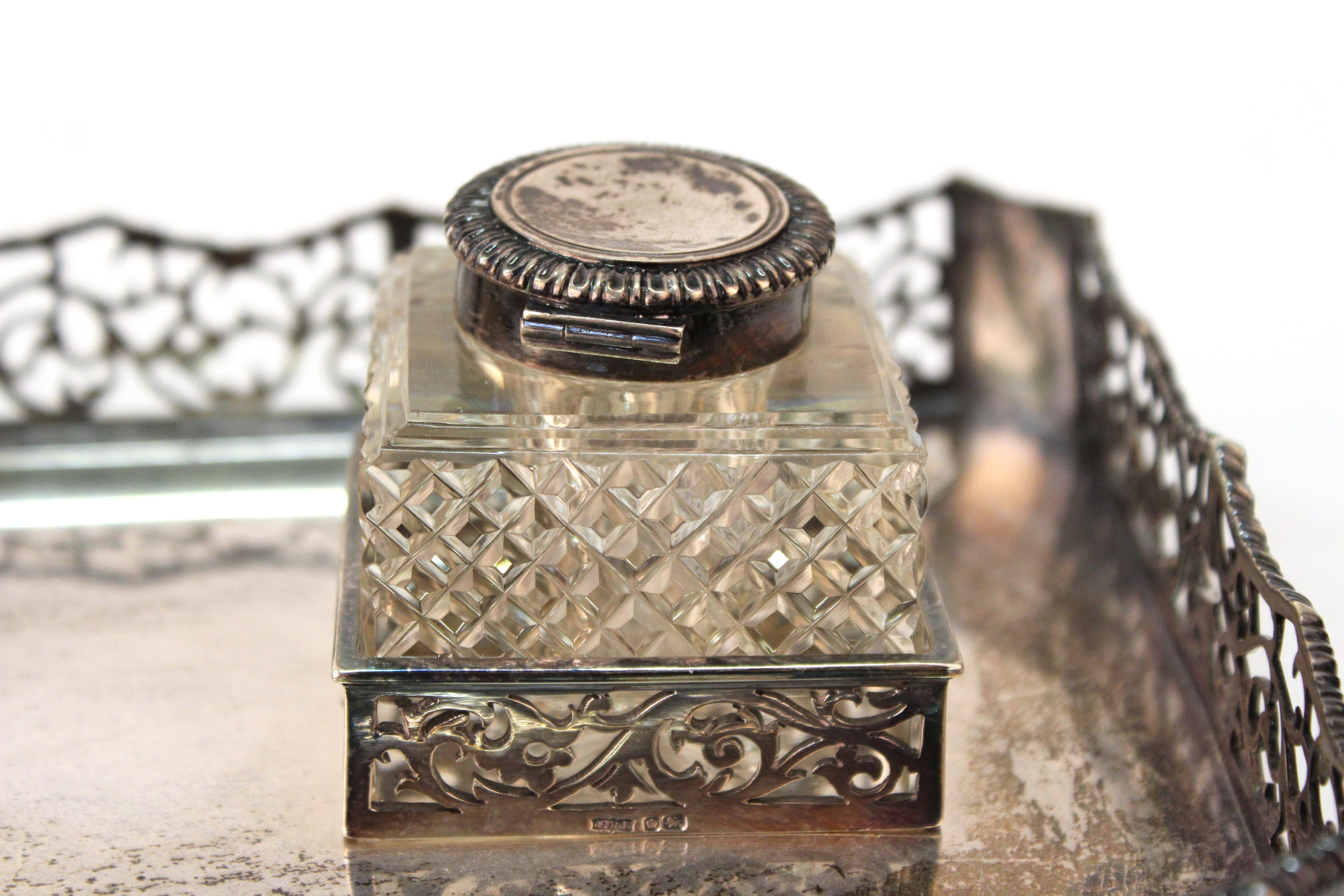 James Dixon & Sons English Sterling Silver Ink Wells on Tray 2