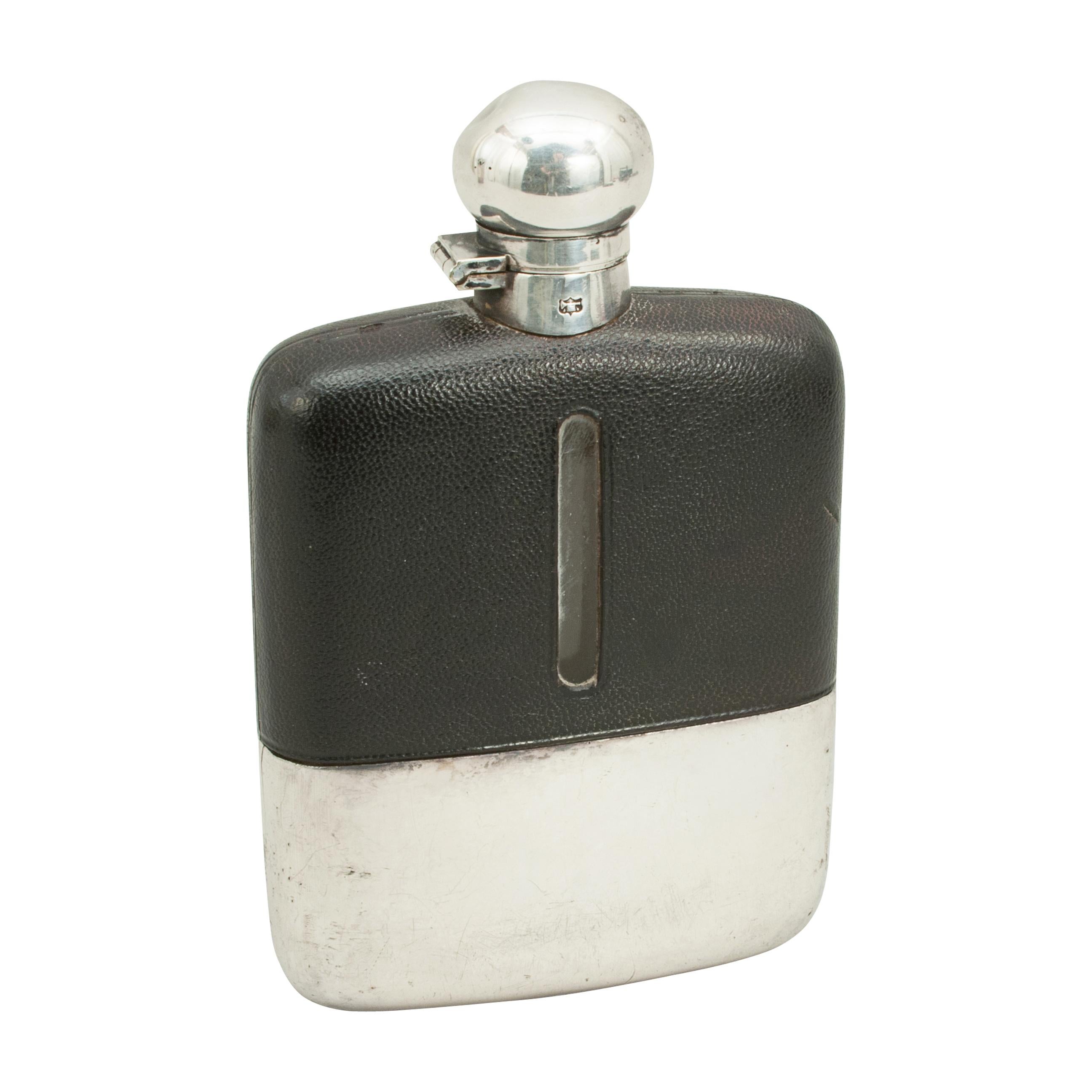James Dixon's Silver Plated Gentleman's Hip Flask with Leather Cover