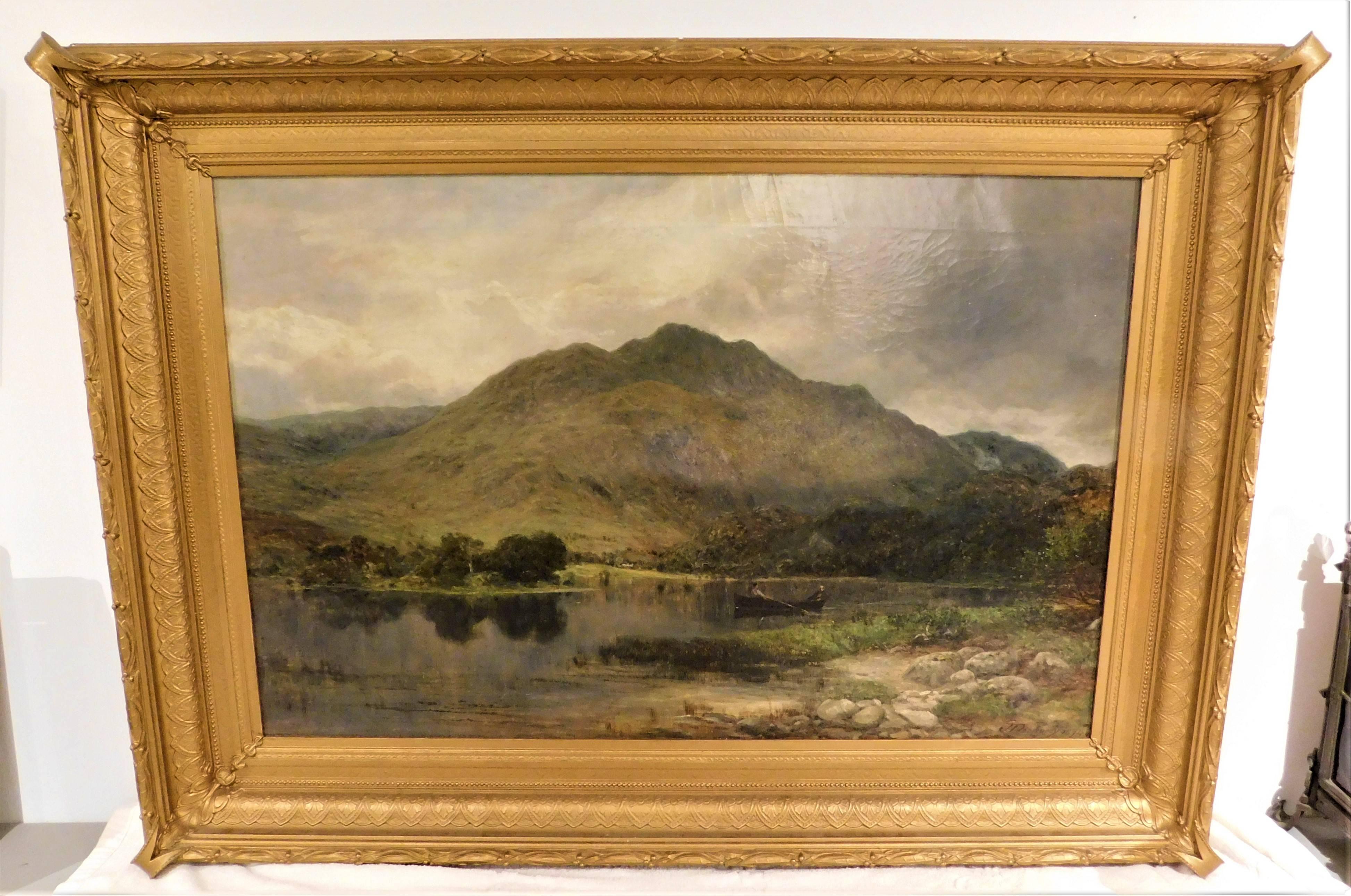 Scottish artist James Docharty (1829-1878) 1874 oil on canvas painting with a beautiful ornate original gold frame.
Actual picture size: 24 inches wide x 36.25 inches long x 1 inch deep
Frame size: 32.75 inches wide x 45 inches long x 3.5 inch