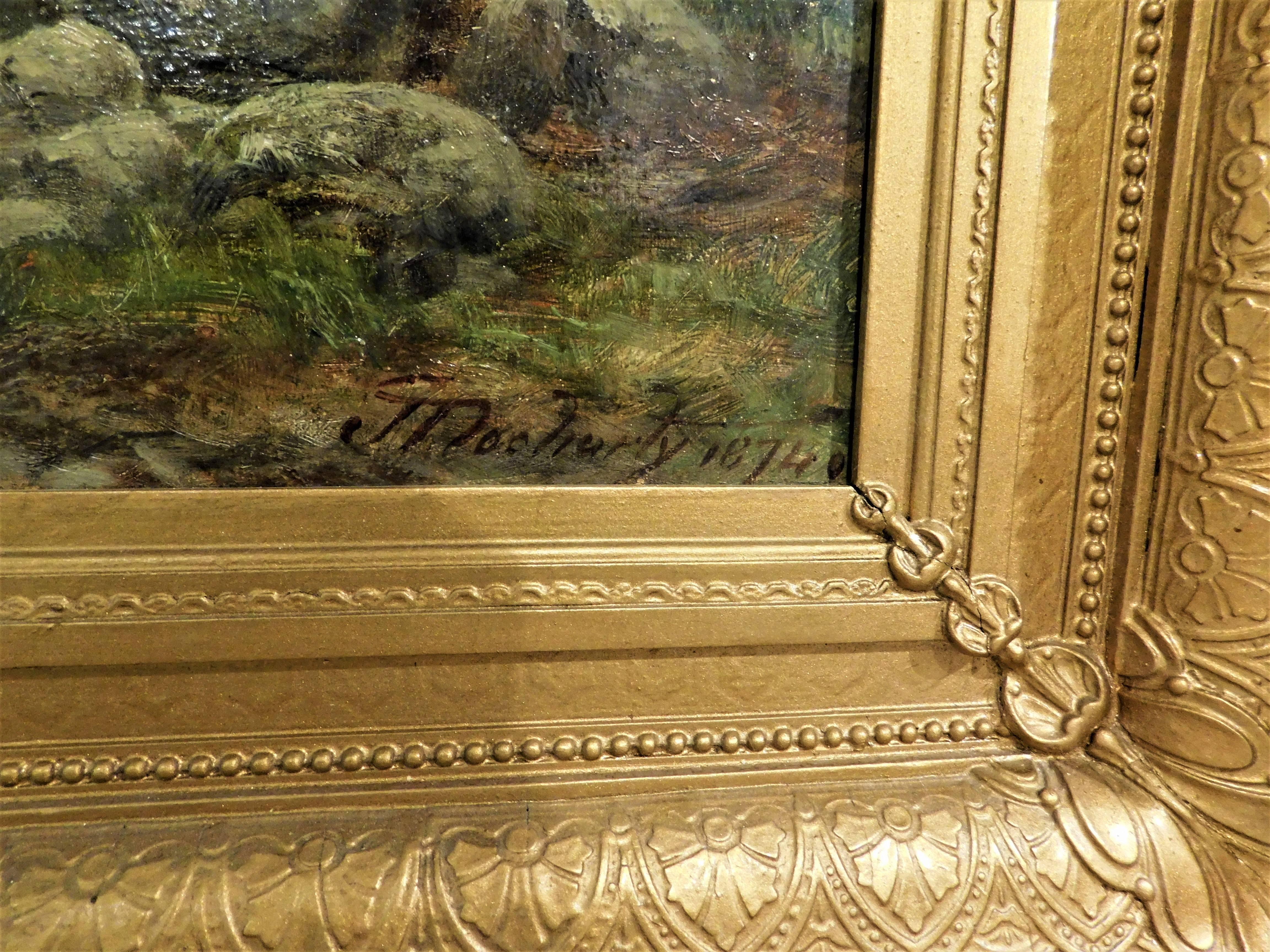 James Docharty huile sur toile originale de 1874 peinture de paysage en vente 1