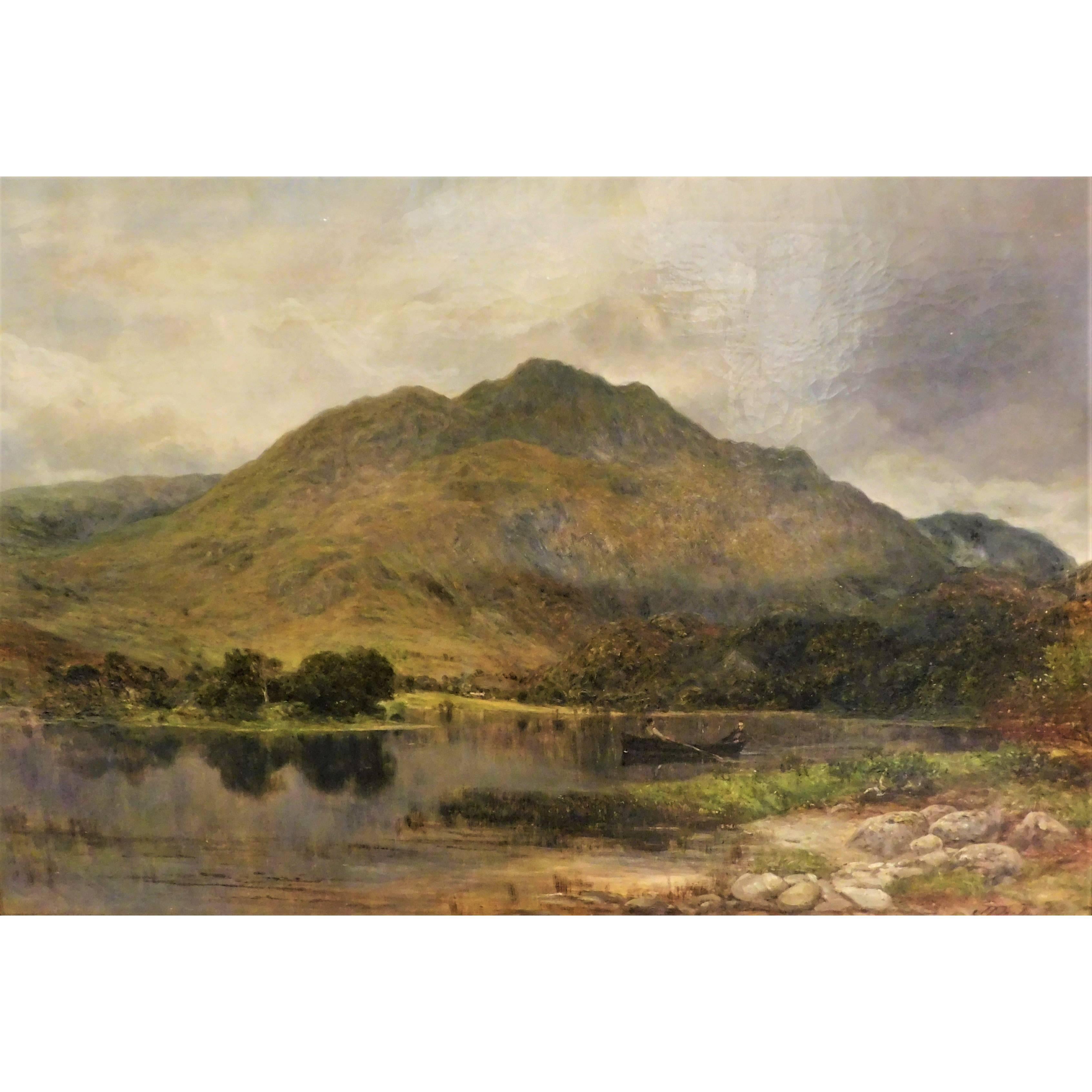 James Docharty Óleo original sobre lienzo 1874 Pintura de paisaje