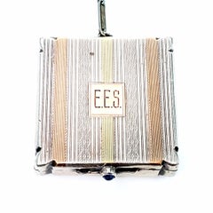 James E Blake Co Sterling Silver and 14 Karat Inlaid Vanity Case
