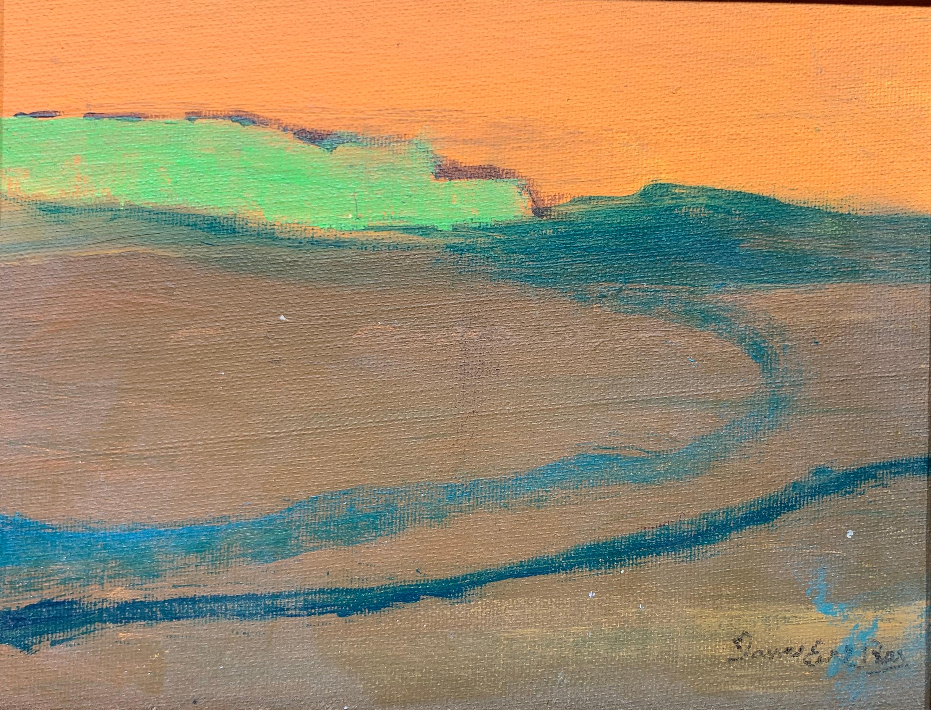 Paesaggio con cielo arancione - Painting Astratto di James Earl Ray