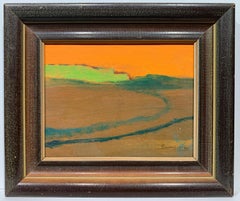 Landschaft mit orangefarbenem Himmel