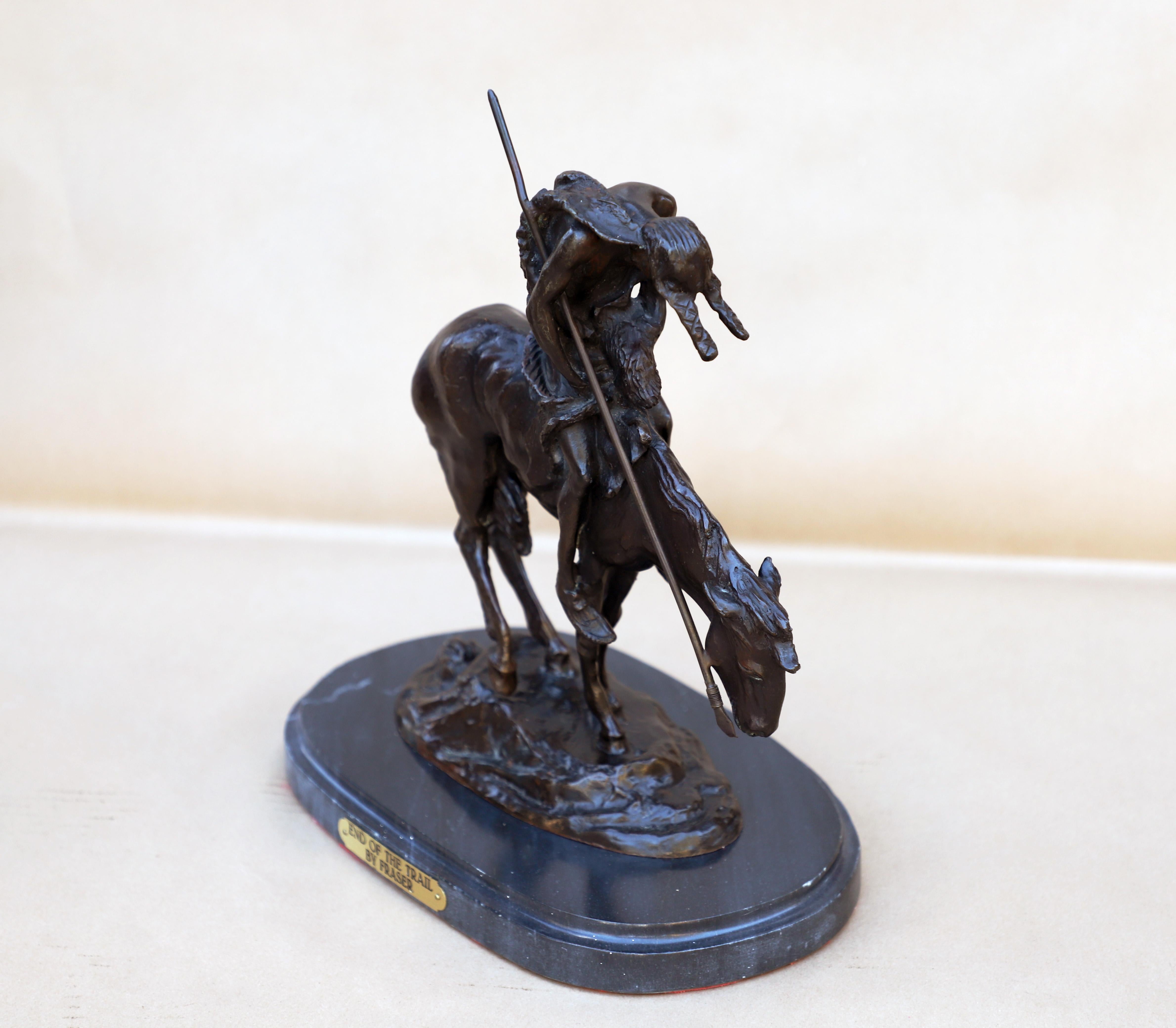 End of the Trail - Reproduction - Gold Figurative Sculpture by James Earle Fraser