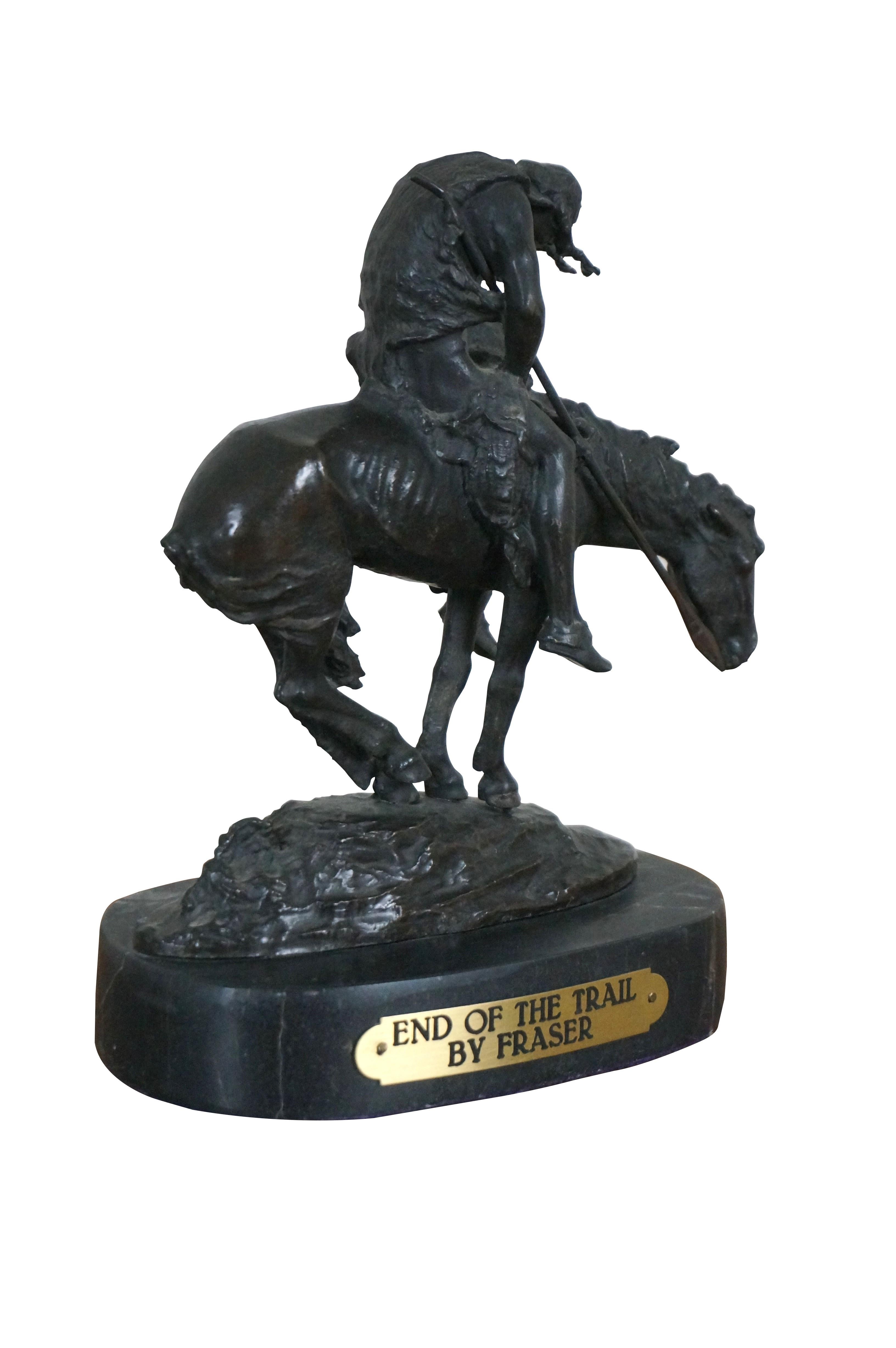 James Earle Fraser Escultura de bronce en forma de estatuilla de un nativo americano, final del camino 9 clásico estadounidense