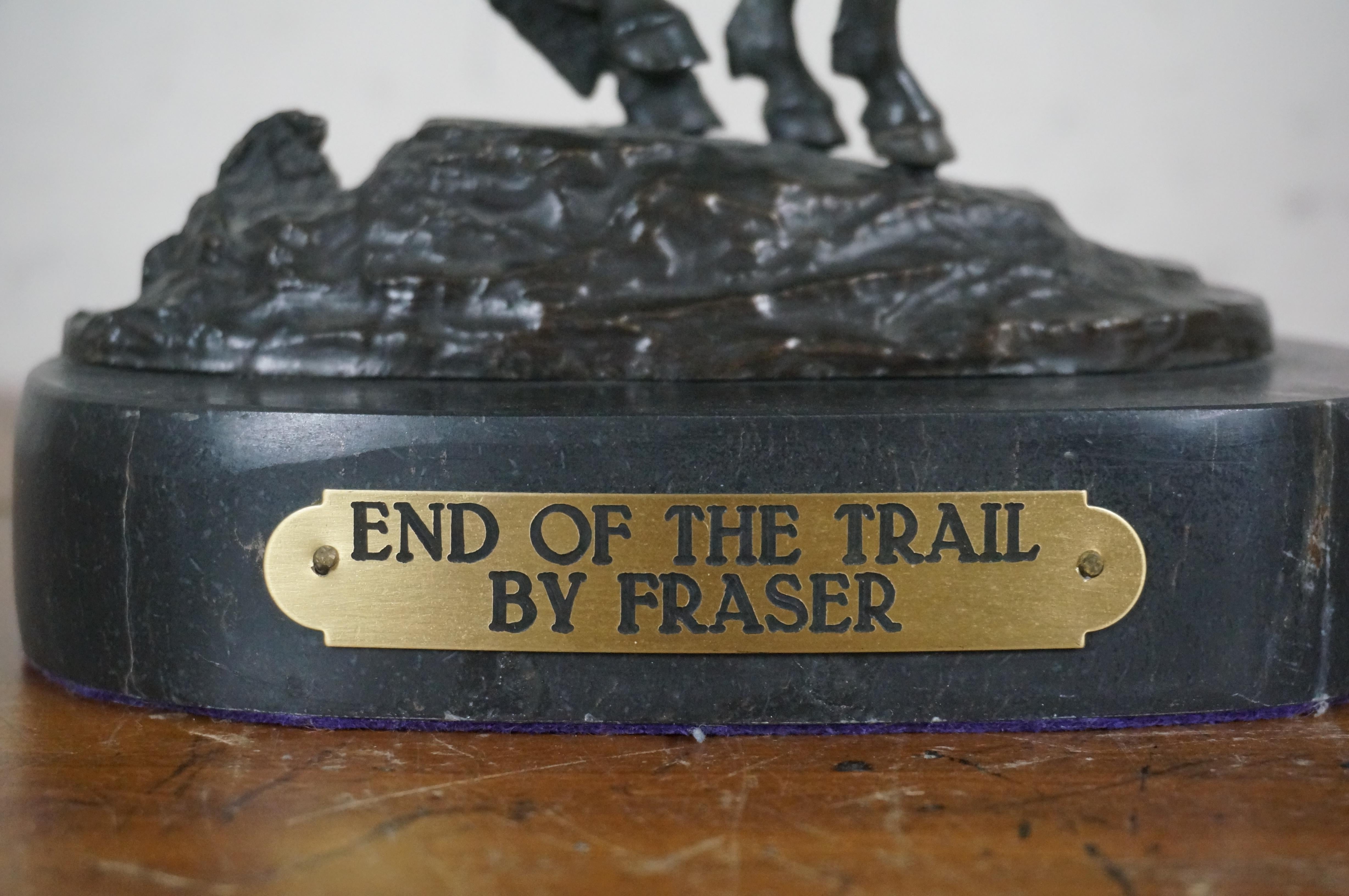 James Earle Fraser Escultura de bronce en forma de estatuilla de un nativo americano, final del camino 9 2