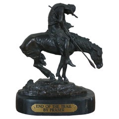 James Earle Fraser Escultura de bronce en forma de estatuilla de un nativo americano, final del camino 9