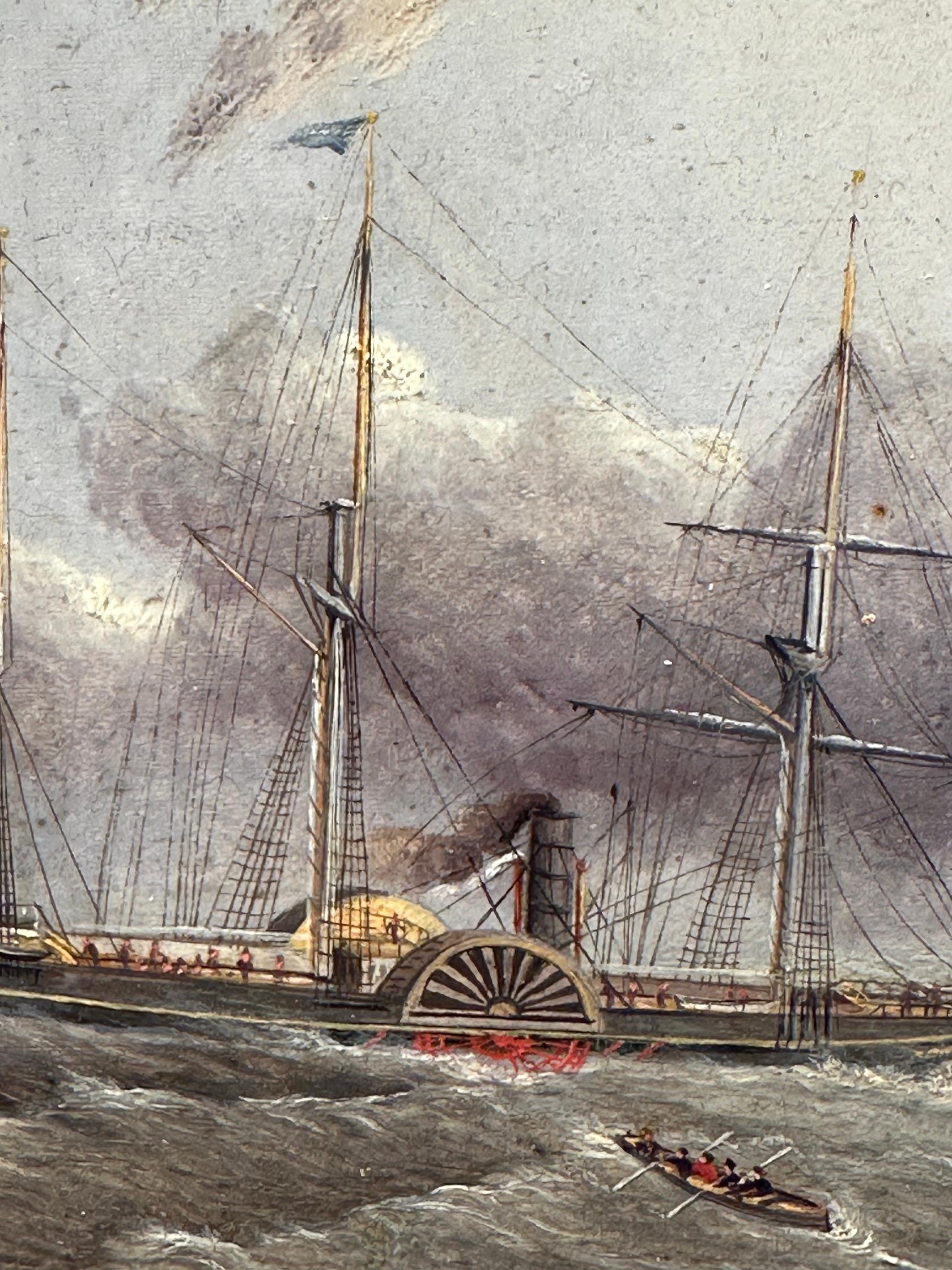 Steam Ship Washington rescuing from the Winchester off Boston 1854 For Sale 3