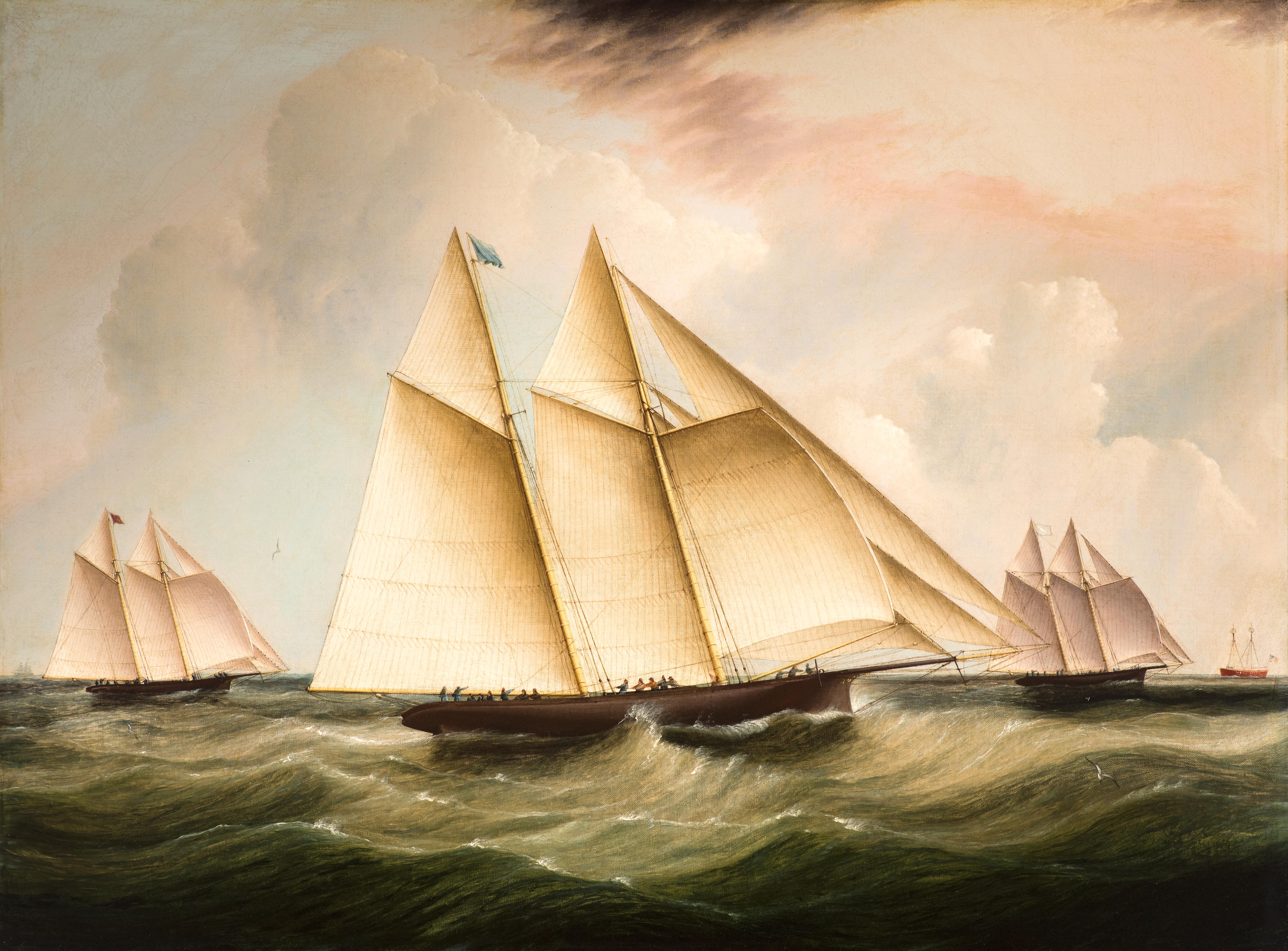 The Start of the Great 1866 Transatlantic Yacht Race - Painting by James Edward Buttersworth