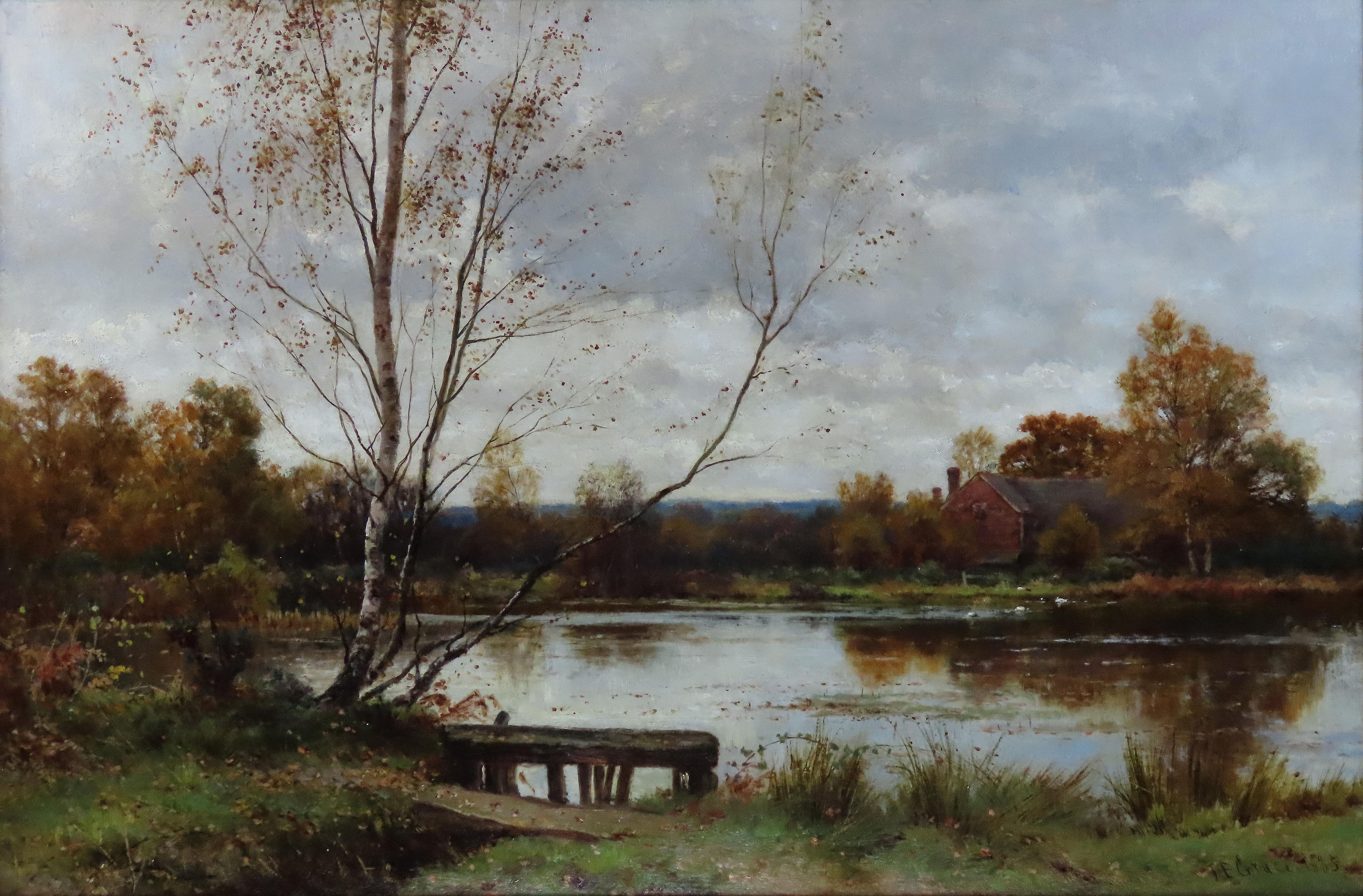 Original Ölgemälde auf Leinwand, James Edward Grace, „Herbst“ im Angebot 2