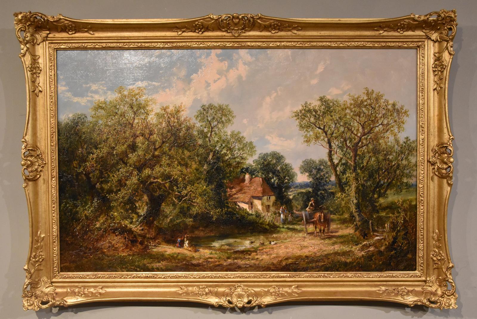 Dipinto a olio di James Edward Meadows "Una fattoria dell'Essex" 1826 -1893 An He era un pittore londinese di paesaggi rurali. An He ha esposto a Londra, Birmingham, Liverpool, Dublino e Manchester. Olio su tela. Firmato e datato 1879

Dimensioni