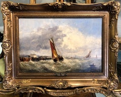 OLD MASTER OIL PAINTING High Quality 19th CENTURY Stormy Seas Gold Gilt Frame