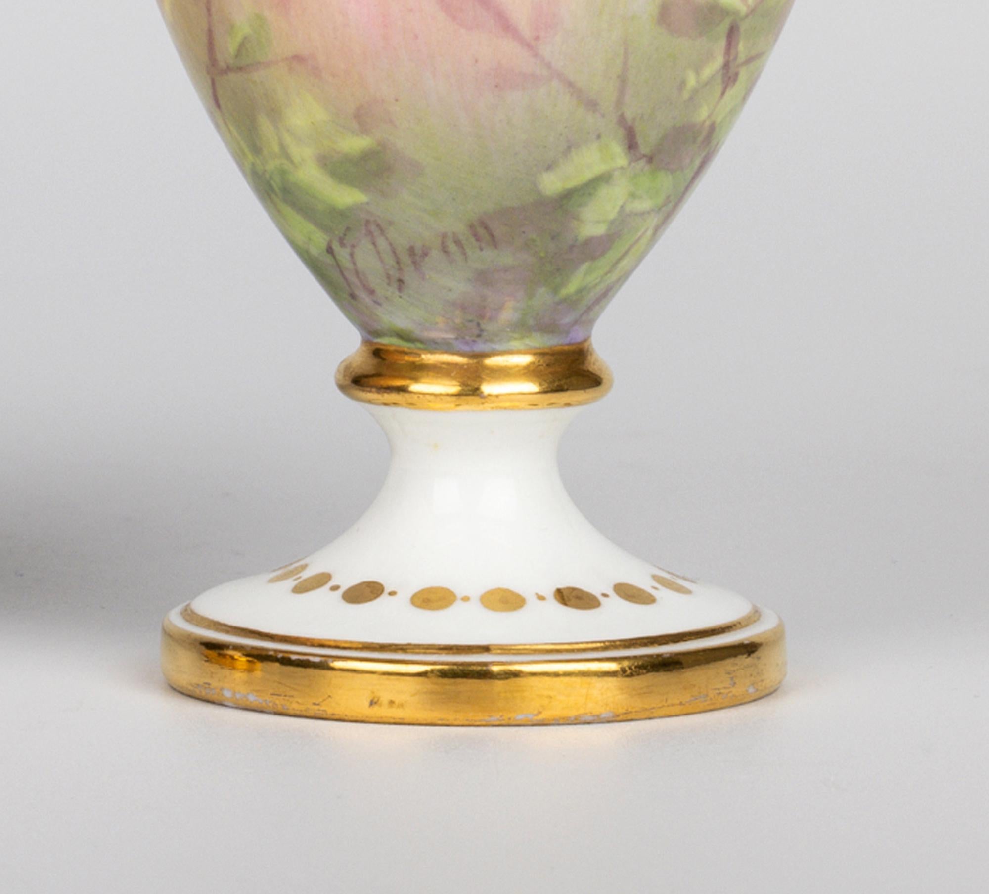 James Edwin Dean for Minton Pair Pheasant Painted Lidded Vases 10