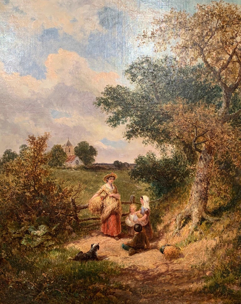 James Edwin Meadows - 19th Century English Oil Painting "The Gleaners