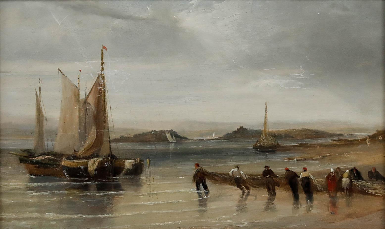 Attribut. James Edwin Meadows (1828-1888) - Öl aus der Mitte des 19. Jahrhunderts, The Day's Catch im Angebot 1