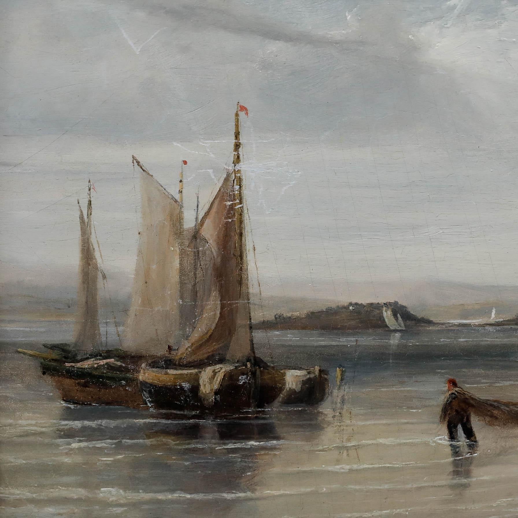 Attribut. James Edwin Meadows (1828-1888) - Öl aus der Mitte des 19. Jahrhunderts, The Day's Catch im Angebot 4