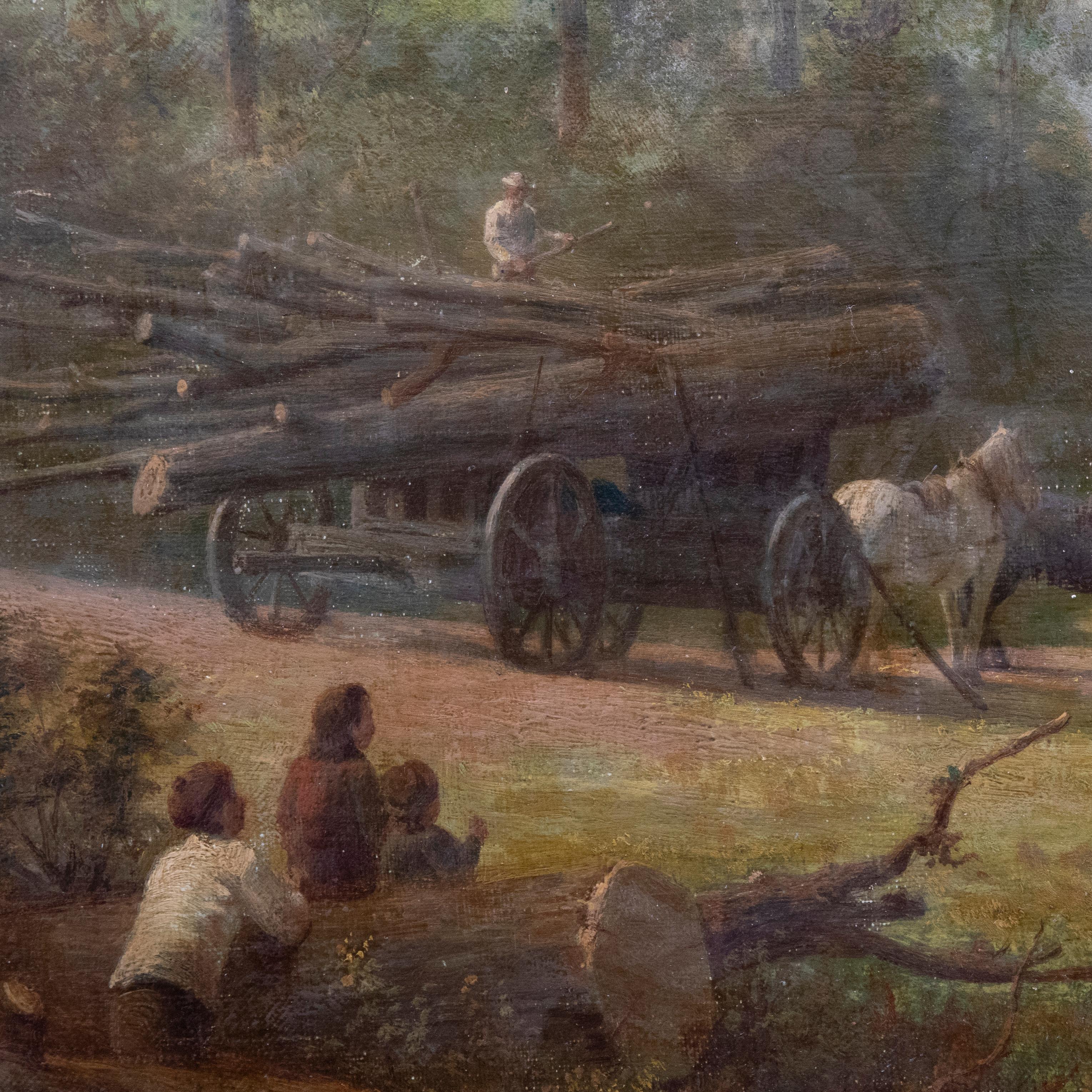 James Edwin Meadows (1828-1888) - Mid 19th Century Oil, The Logging Cart 3