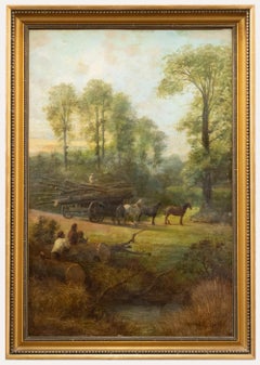 James Edwin Meadows (1828-1888) - Ölgemälde, Der Logging Cart, Mitte des 19. Jahrhunderts