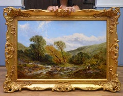 Summer by the Stream - 19th Century English Summer Landscape Oil Painting