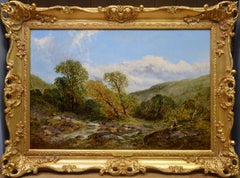 Summer by the Stream - 19th Century English Summer Landscape Oil Painting