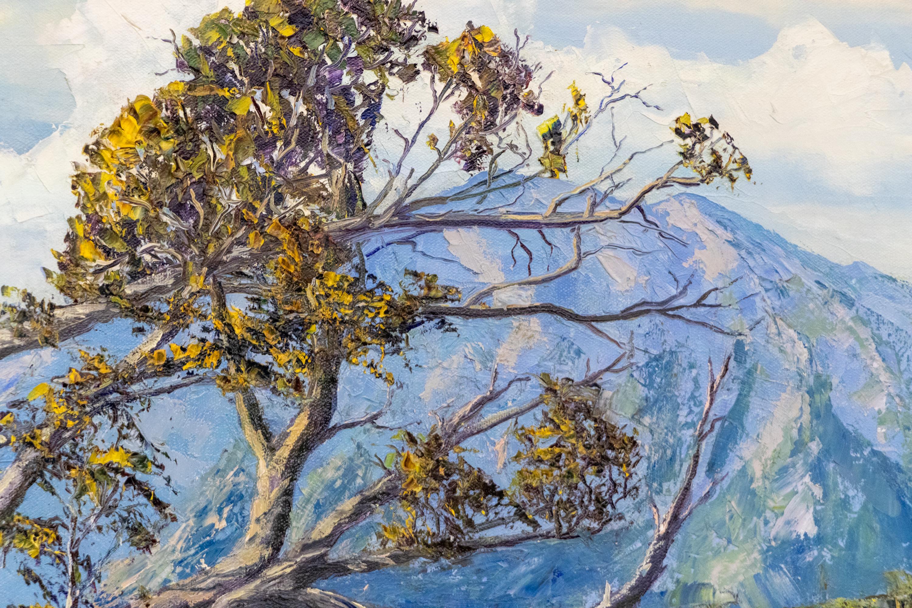 Battered by Wind and Storms, Sangre de Cristos Mountain, Ölgemälde, Colorado (Grau), Landscape Painting, von James Emery Greer