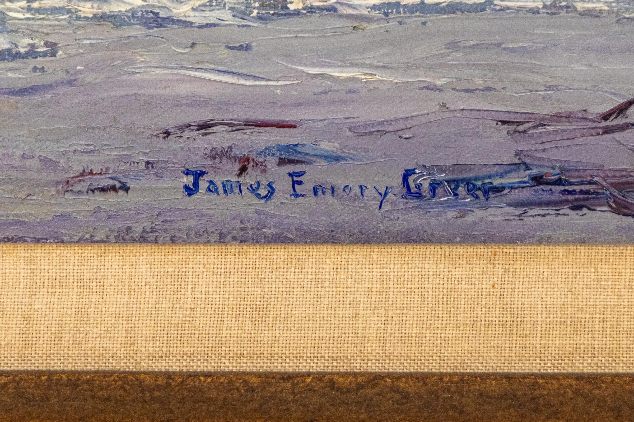 Maine Coast, Original Seascape Oil Painting, 1930s Impressionist Painting - Blue Landscape Painting by James Emery Greer