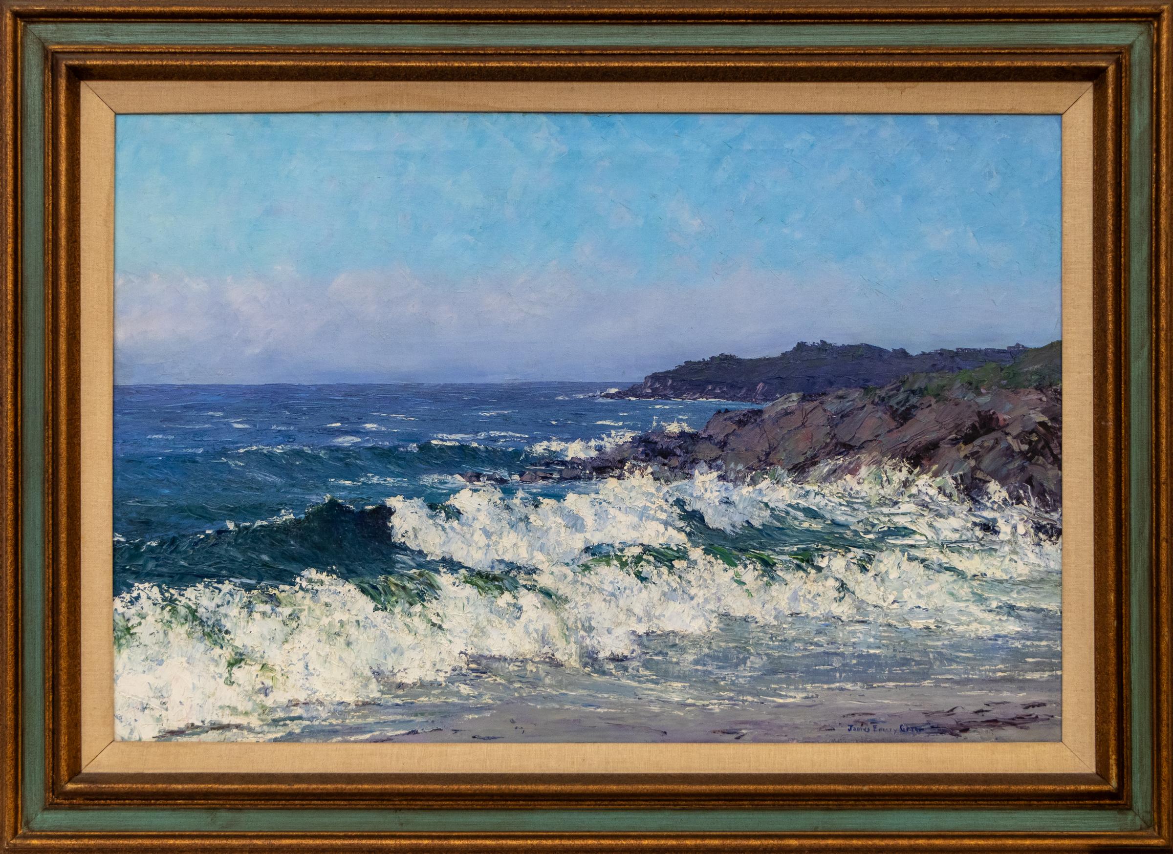 Maine Coast, Original Seascape Oil Painting, 1930s Impressionist Painting For Sale 3