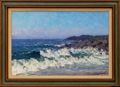 Vintage Maine Seascape Oil Painting, 1980s Coastal Artwork by James Emery Greer