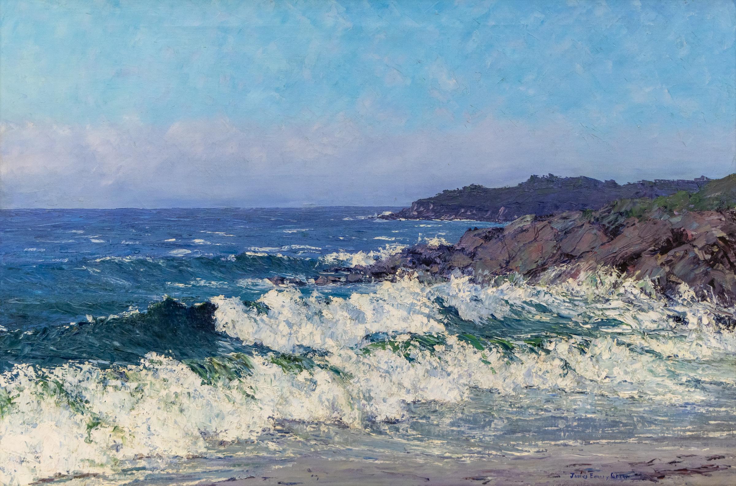 James Emery Greer Landscape Painting - Maine Coast, Original Seascape Oil Painting, 1930s Impressionist Painting