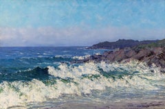 Original Meereslandschaft von Maineküste, Ölgemälde, 1930er Jahre, impressionistisches Gemälde