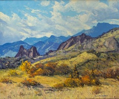 Peinture à l'huile originale d'un paysage de montagnes d'automne, scène près de Colorado Springs