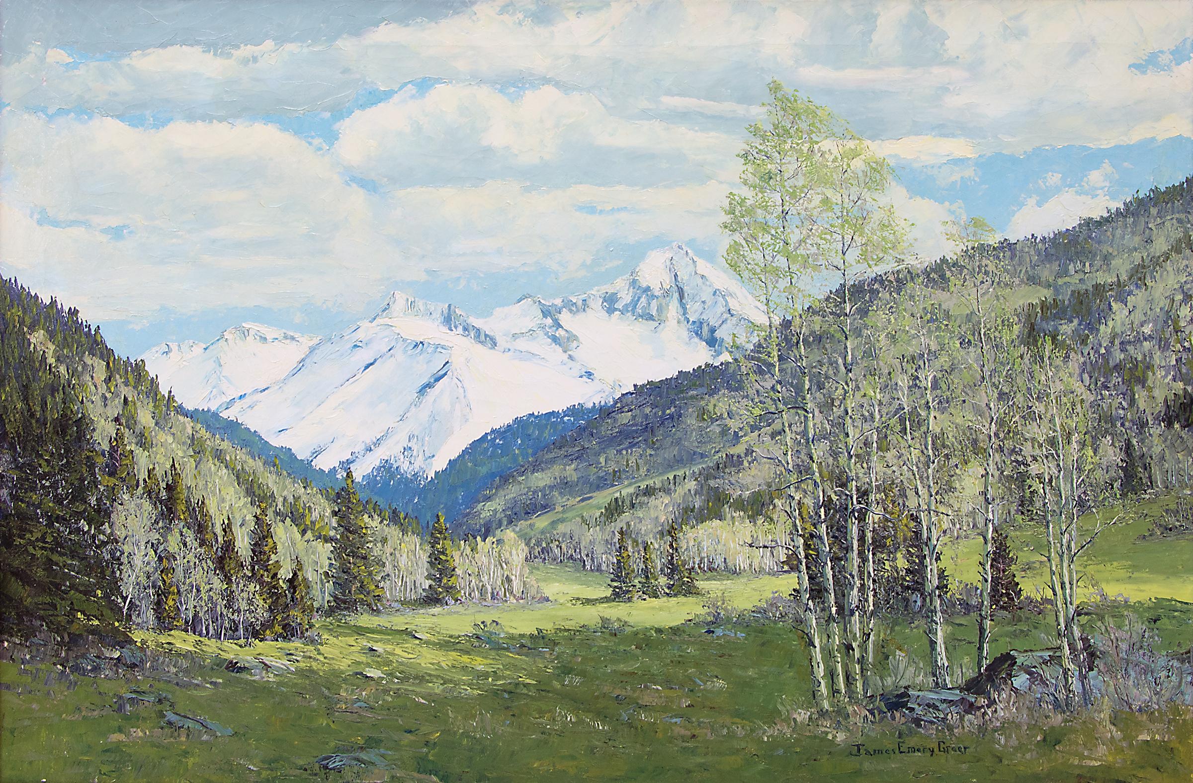 Renewal - Grizzly Peak San Juans (Colorado Mountain Landscape in Spring) - Painting by James Emery Greer