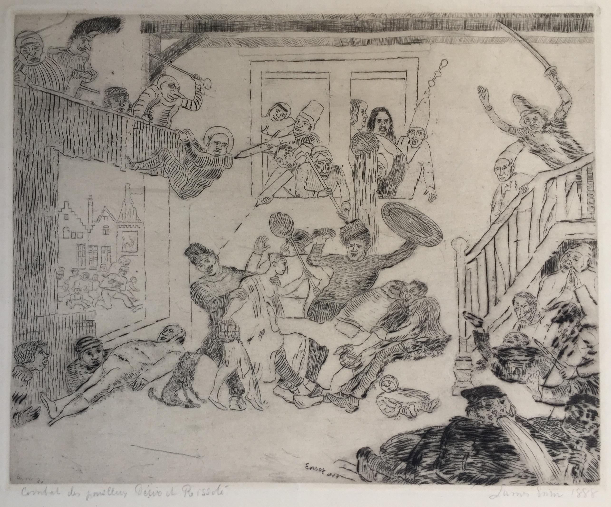 BATTLE OF THE DOWN & OUTS - Print by James Ensor