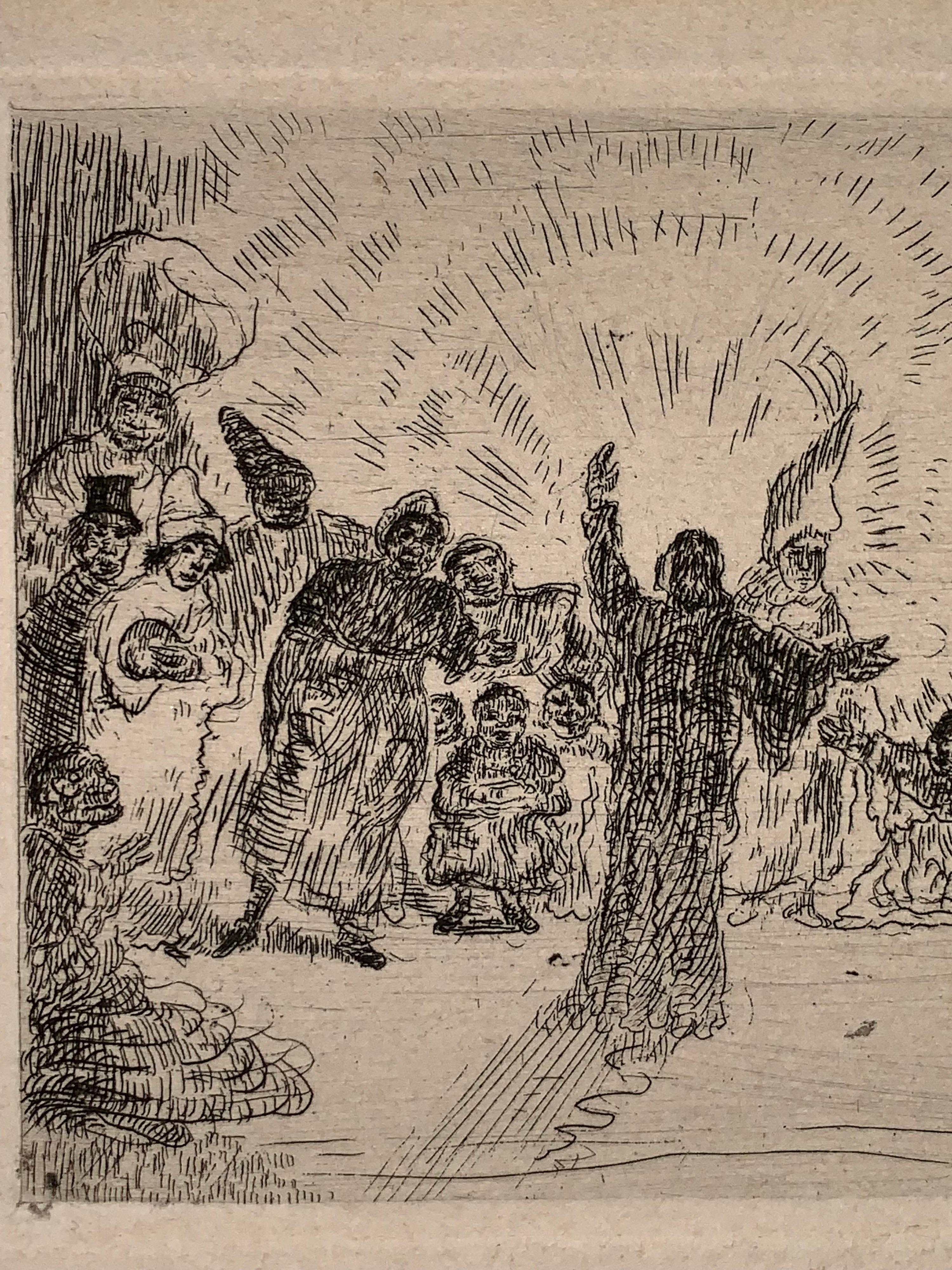 Christus Bij de bedelaars , 1895, Radierung, Tafel signiert, James Ensor im Angebot 3
