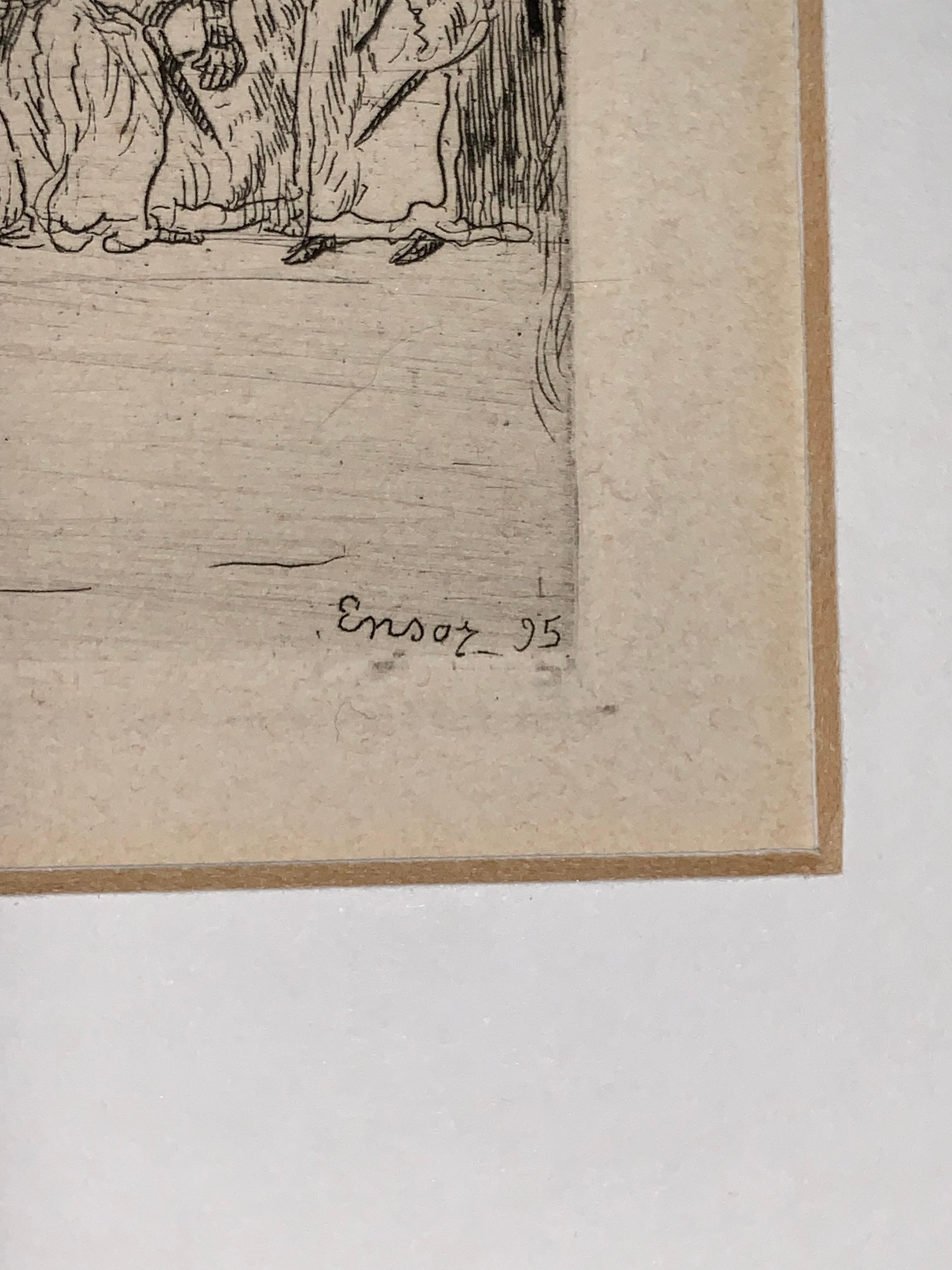 Christus bij de bedelaars , 1895, etching, plate-signed, James Ensor For Sale 1
