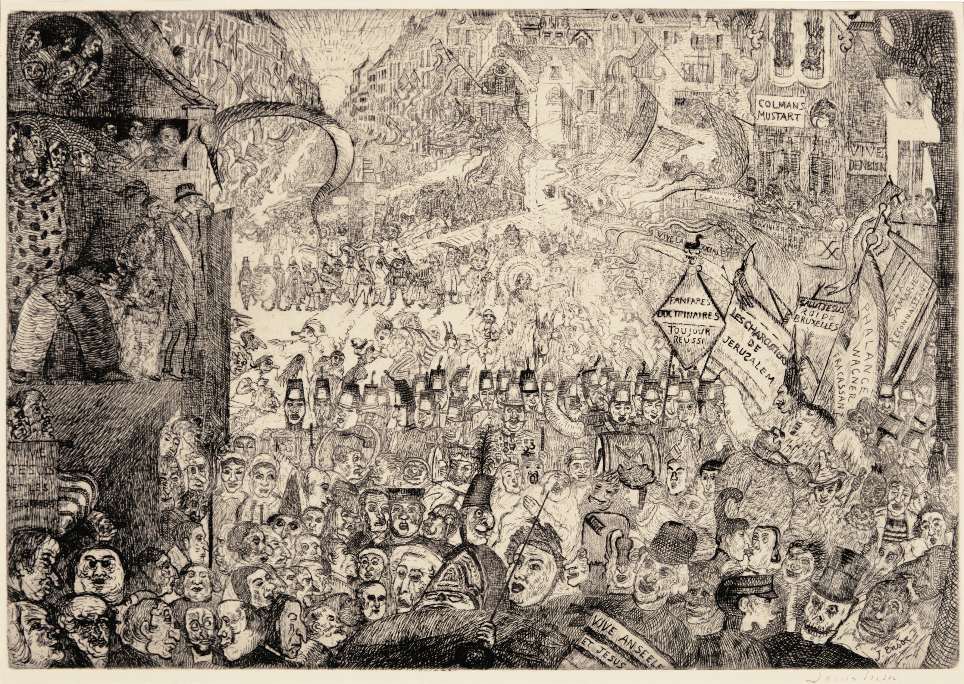 James Ensor Figurative Print - Entry of Christ into Brussels