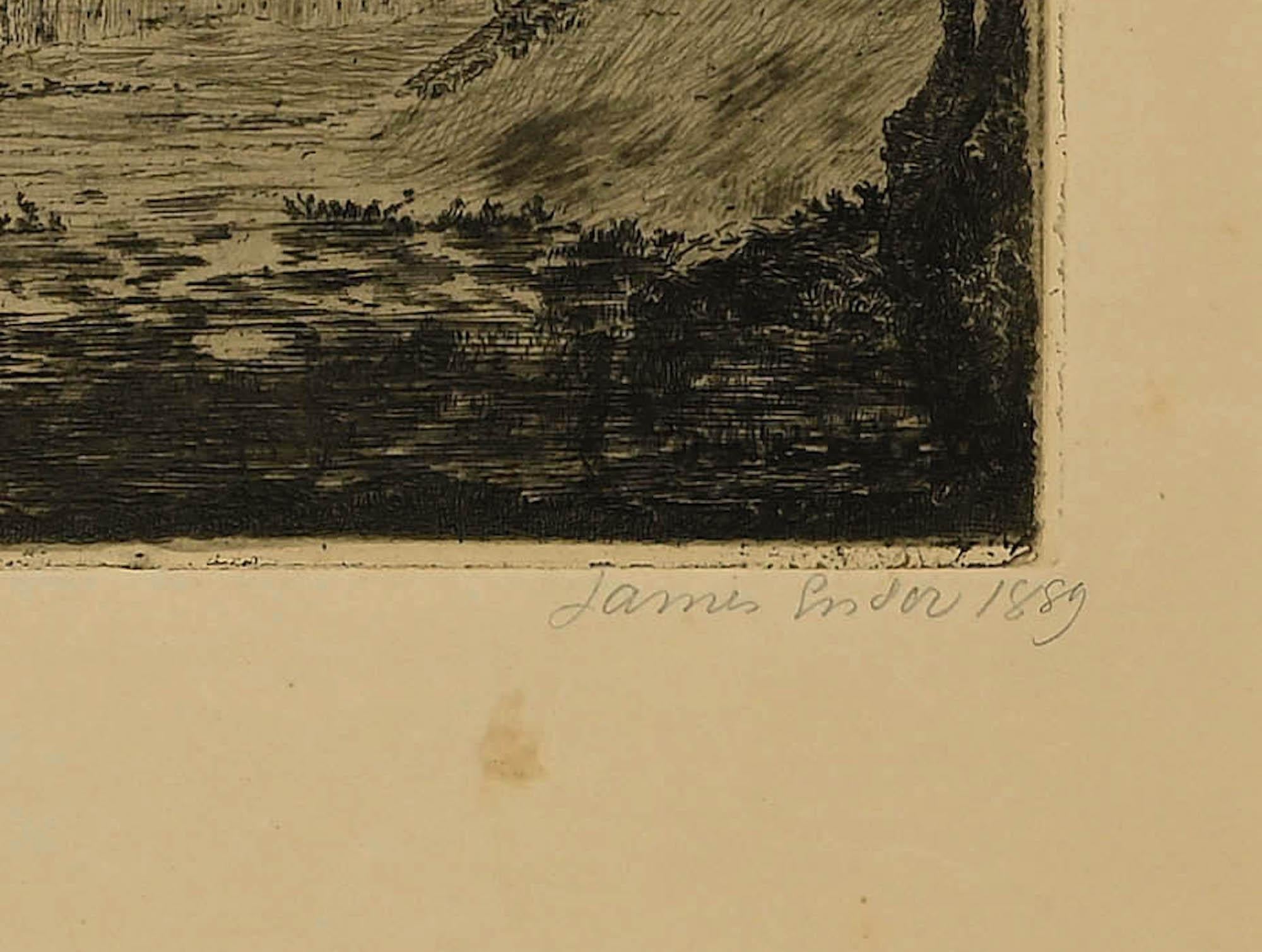 La Mare aux Peupliers – Original-Radierung von James Ensor – 1889 im Angebot 2